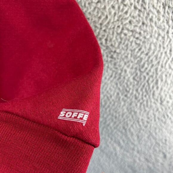 Vintage Blank Sweatshirt Men's Medium Red Hoodie Full Zip Streetwear Pockets Y2K - Picture 6 of 10